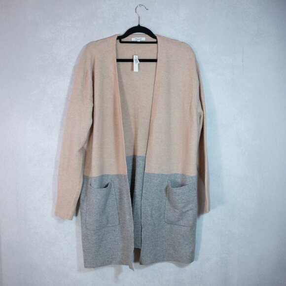 NWT Madewell Colorblock Kent Alpaca Blend Cardigan Sweater Gray and Beige Size L - Picture 5 of 10